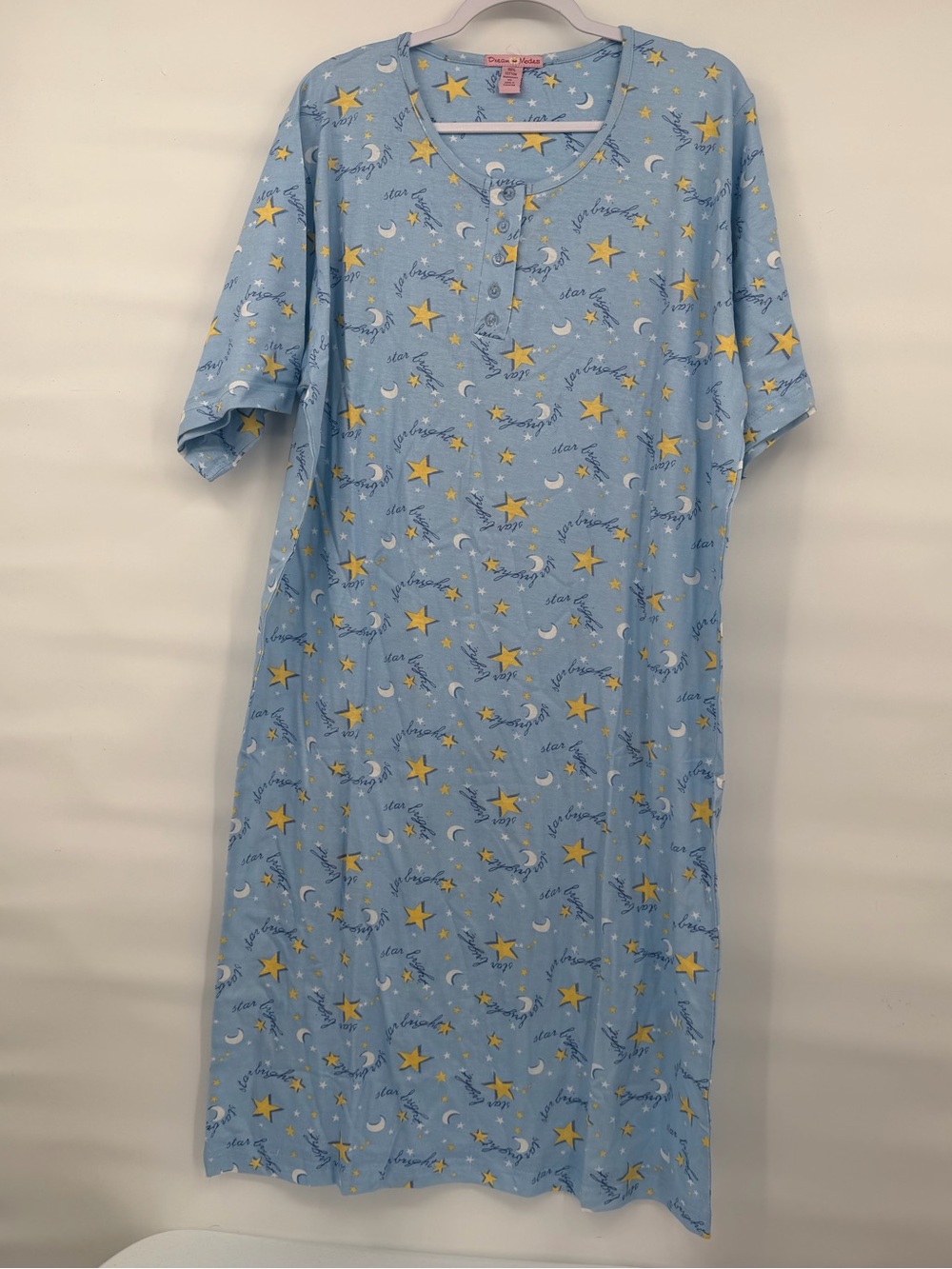 Vintage dream, modes, star moon, print, cotton, mumu nightgown